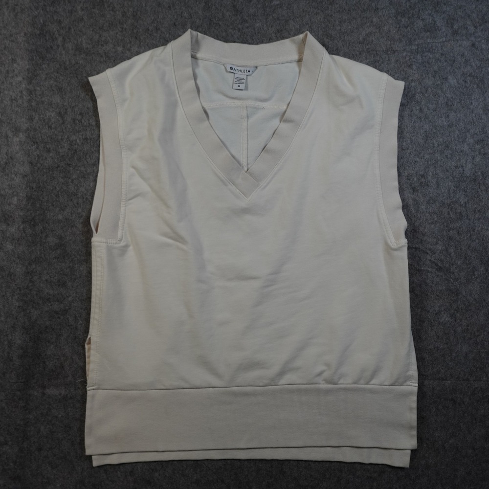 Athleta Top Womens Medium Retroterry V Neck Sweatshirt Tee Vest Muscle Tank